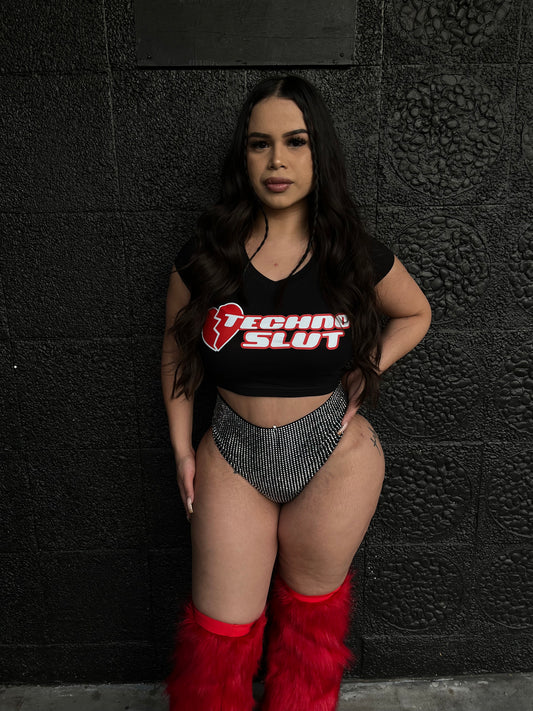 Techno slut cropped tee