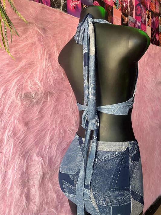 Denim baddie set