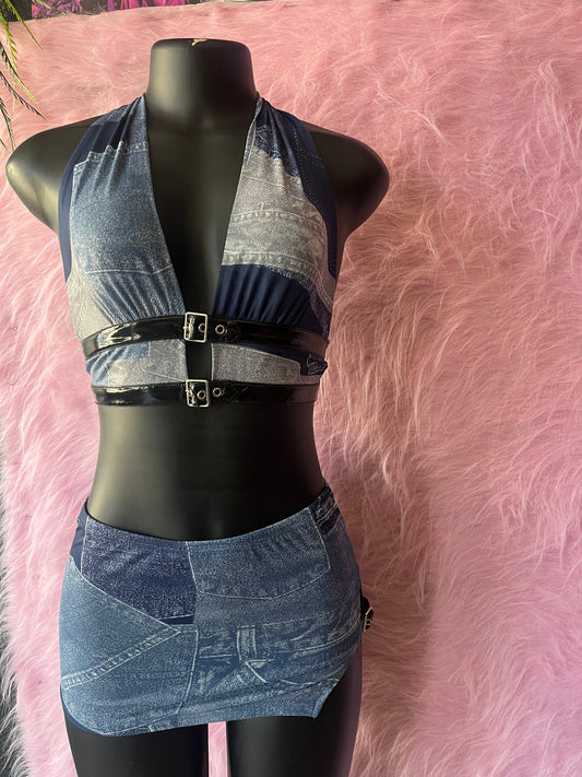 Denim baddie set