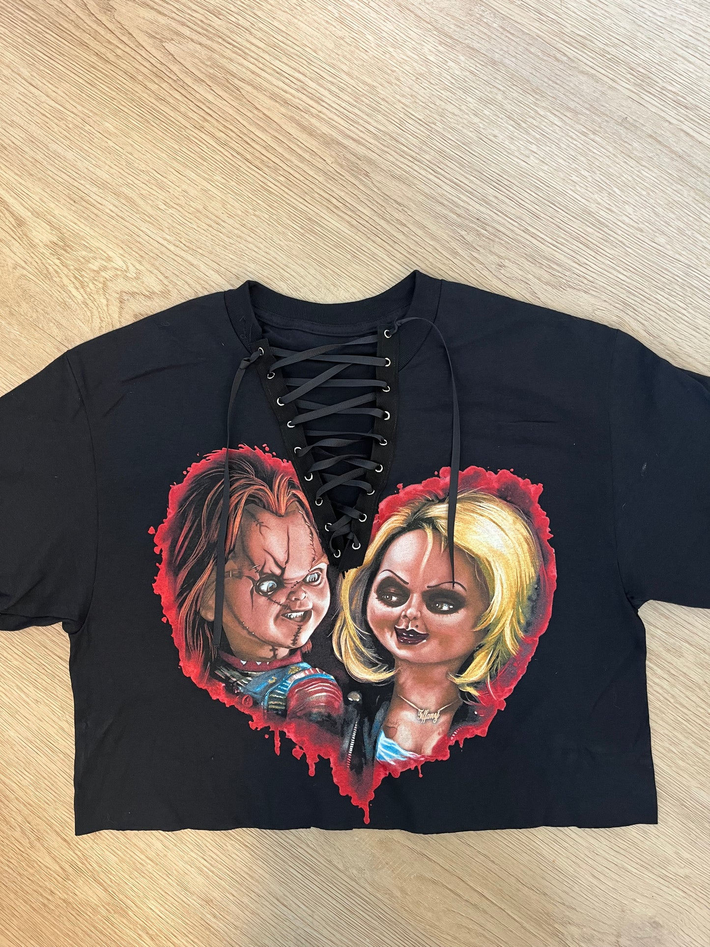 CHUCKY and Tiffany laced up tshirt