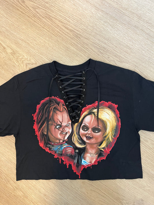 CHUCKY and Tiffany laced up tshirt